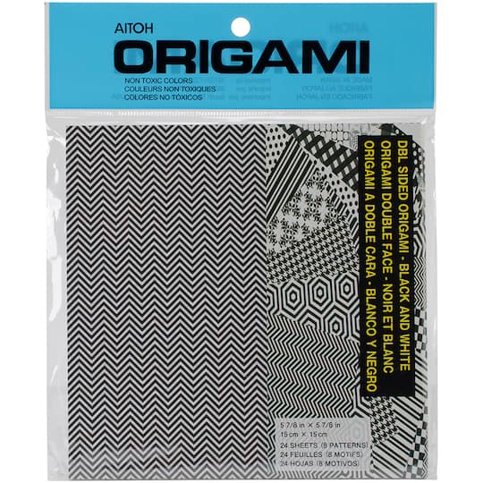 Aitoh 5.875&#x22; Black &#x26; White Double-Sided Origami Paper, 24 Sheets